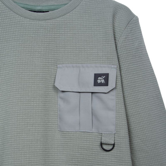 Polera Niño Manga Larga con Bolsillo Cargo Marengo / Verde