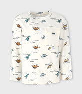 POLERA ML DINOSAURIOS CRUDO ALGODON