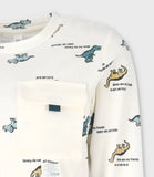POLERA ML DINOSAURIOS CRUDO ALGODON