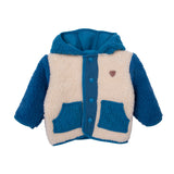 Polerón Bebé Niño Forrado Sherpa y Broches Azul / Crudo
