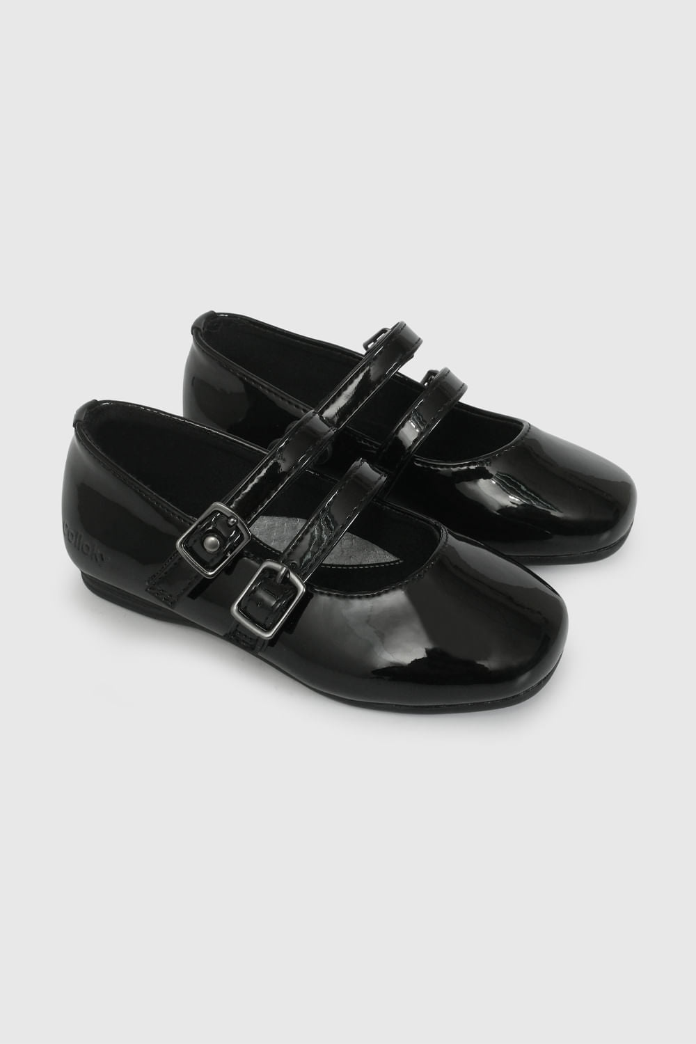 Ballerina Doble Traba Charol Negro / Black