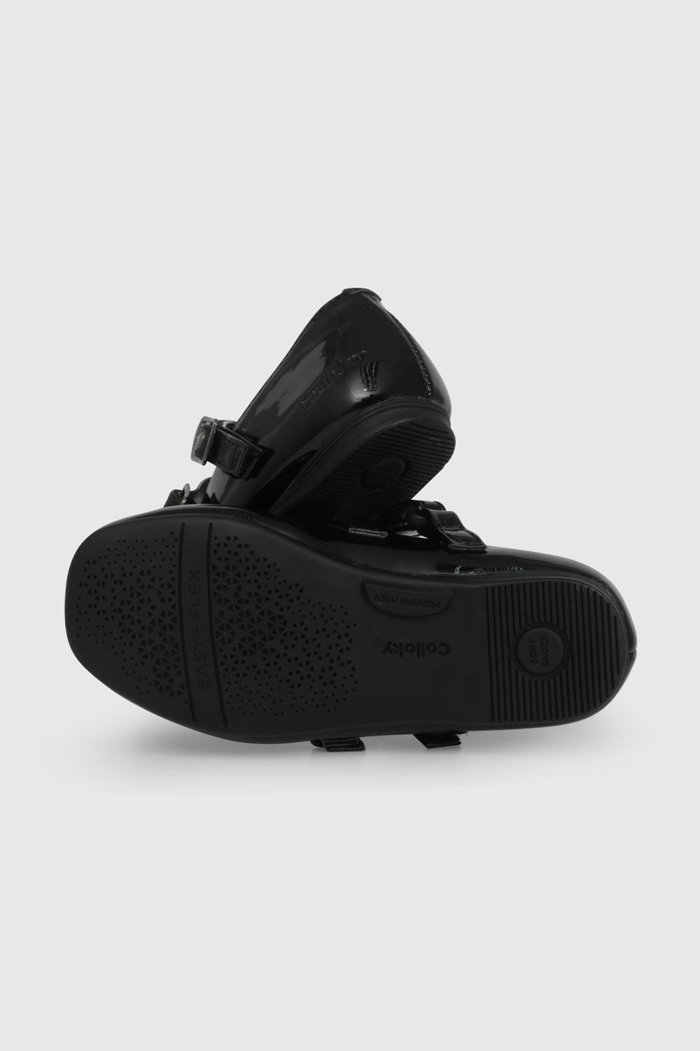 Ballerina Doble Traba Charol Negro / Black