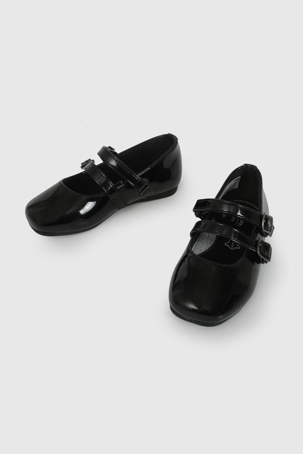 Ballerina Doble Traba Charol Negro / Black