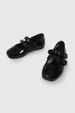 BALLERINA DOBLE TRABA CHAROL NEGRO / BLACK