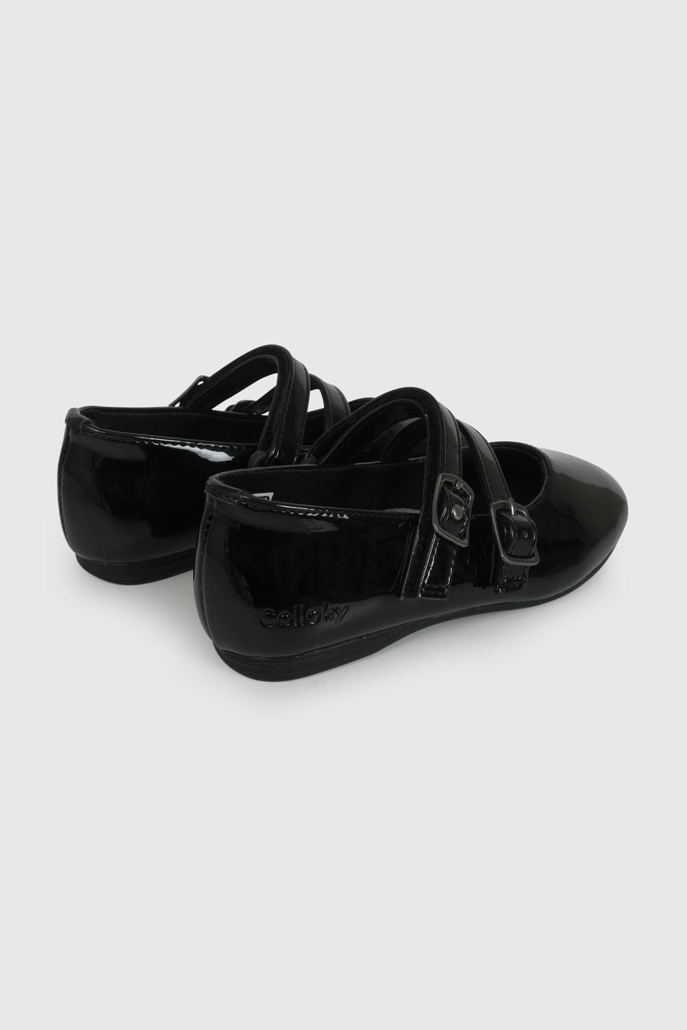 Ballerina Doble Traba Charol Negro / Black