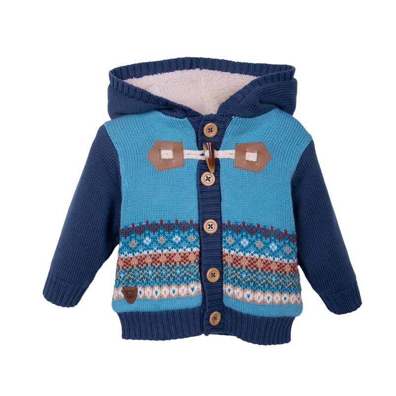 Chaleco Bebé Niño con Botones Forrado Tejido Jacquard Azul / Café