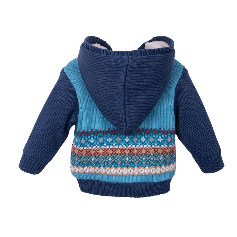 Chaleco Bebé Niño con Botones Forrado Tejido Jacquard Azul / Café