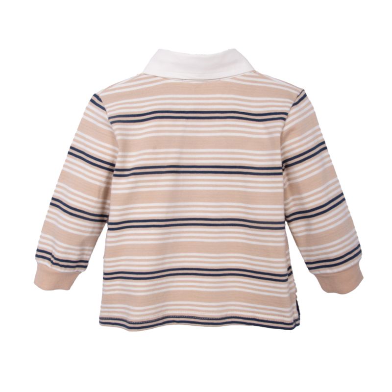 Polera Bebé Niño a Rayas con Cuello Azul / Crudo