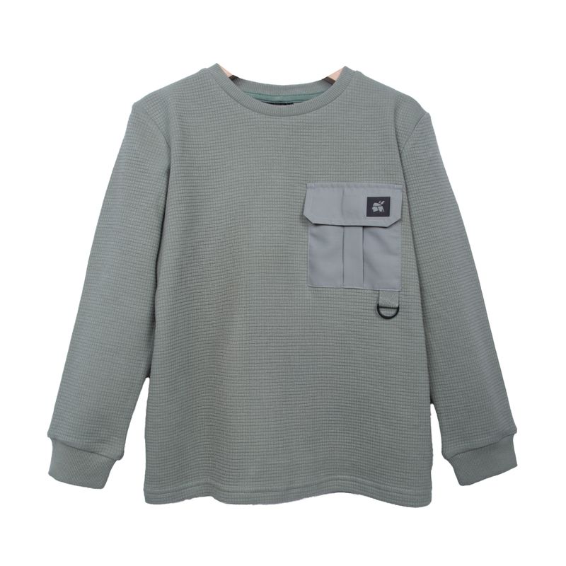 Polera Niño Manga Larga con Bolsillo Cargo Marengo / Verde