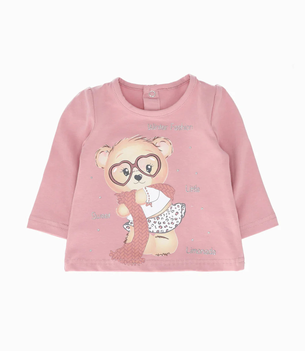 POLERA ML OSITO PALO ROSA BEBA