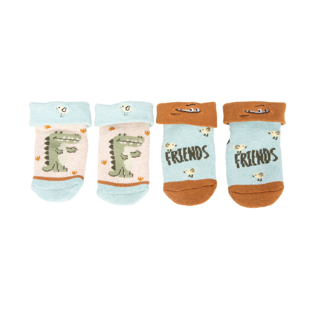 Pack 2 Calcetines Recién Nacido Niño Toalla Cocodrilo