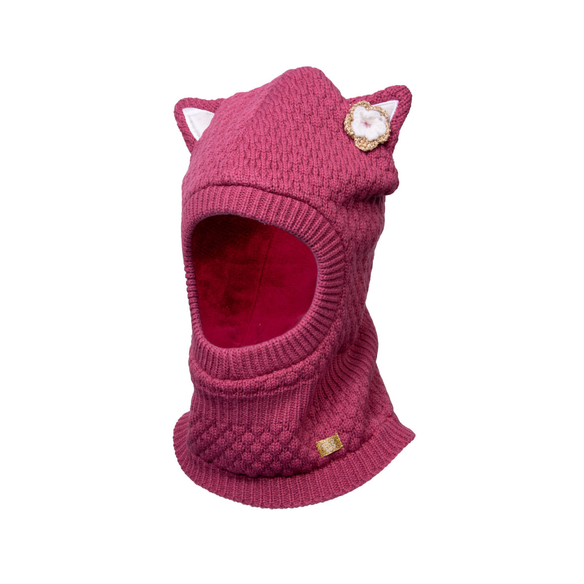 Gorro Bebé Niña Pasamontañas con Orejitas Burdeo / Crudo