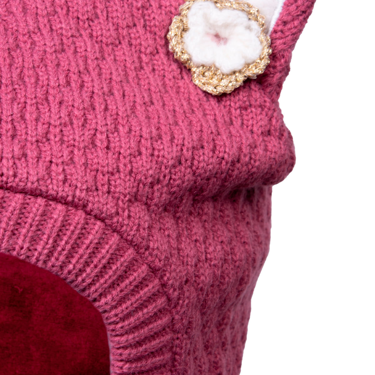 Gorro Bebé Niña Pasamontañas con Orejitas Burdeo / Crudo