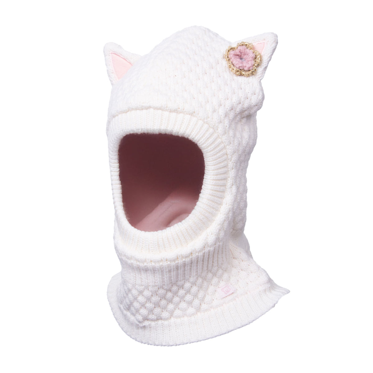 Gorro Bebé Niña Pasamontañas con Orejitas Burdeo / Crudo