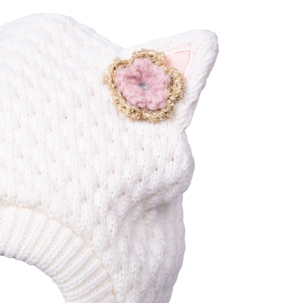 Gorro Bebé Niña Pasamontañas con Orejitas Burdeo / Crudo
