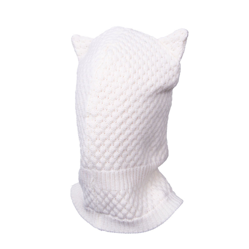 Gorro Bebé Niña Pasamontañas con Orejitas Burdeo / Crudo