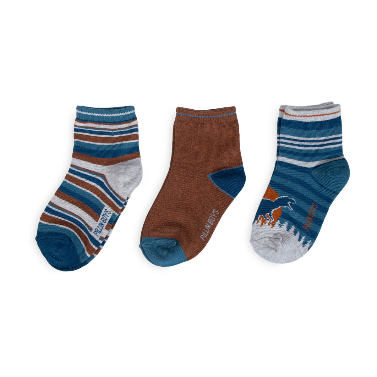 Pack de 3 Calcetines Niño Algodón Dinosaurio y Rayas Surtido
