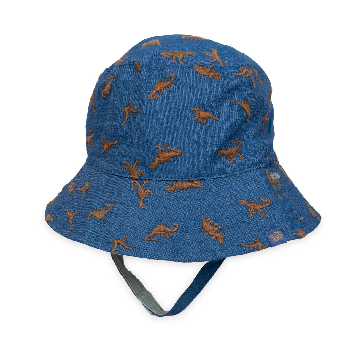 Gorro Bebé Niño Reversible Diseño Dinosaurio Azul / Celeste