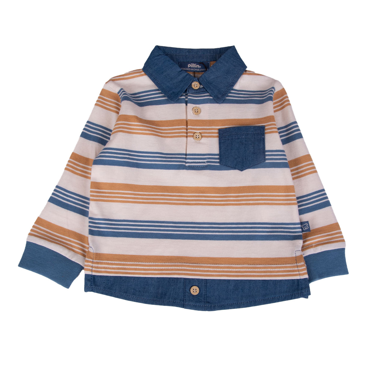Polera Bebé Niño Azul / Crudo