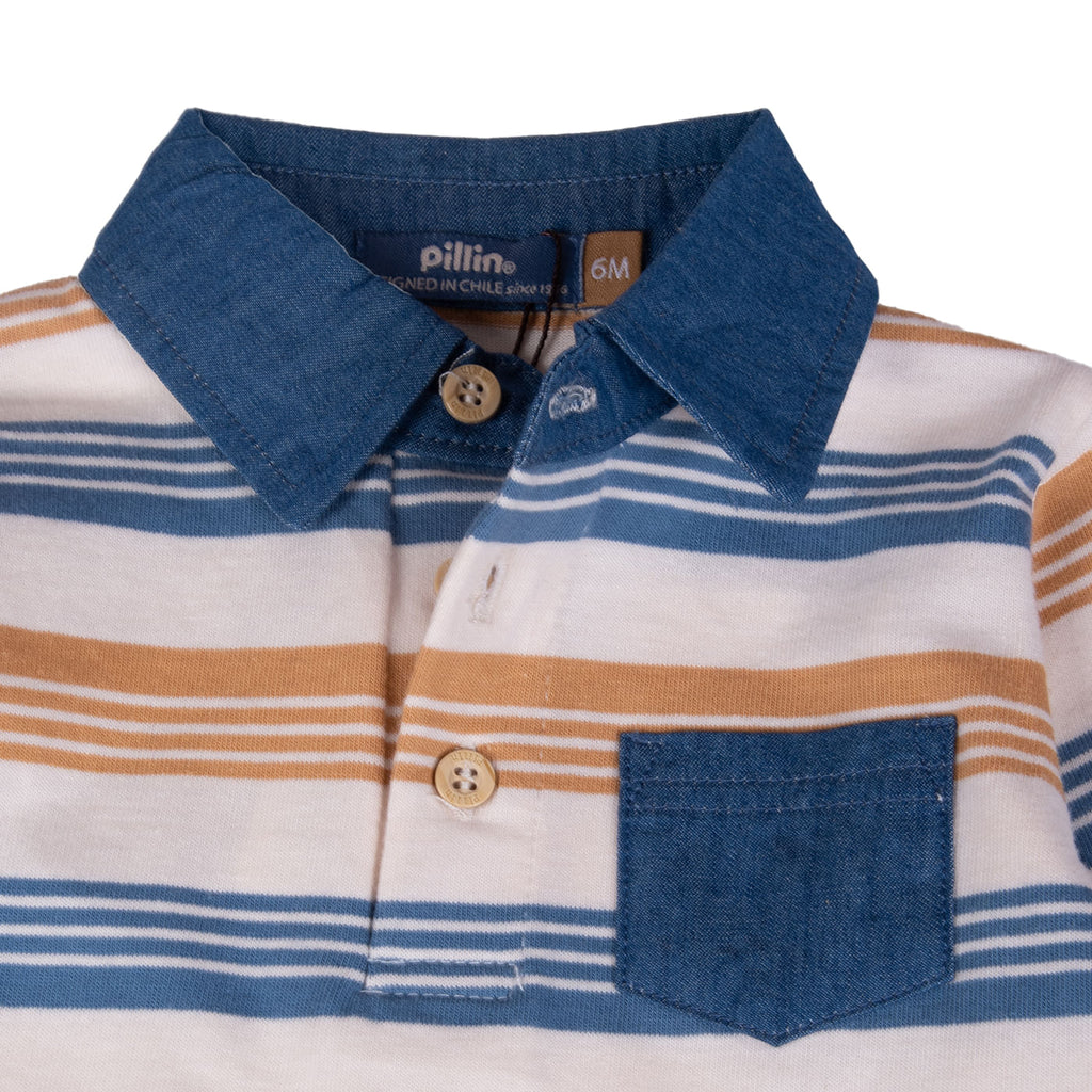 Polera Bebé Niño Azul / Crudo