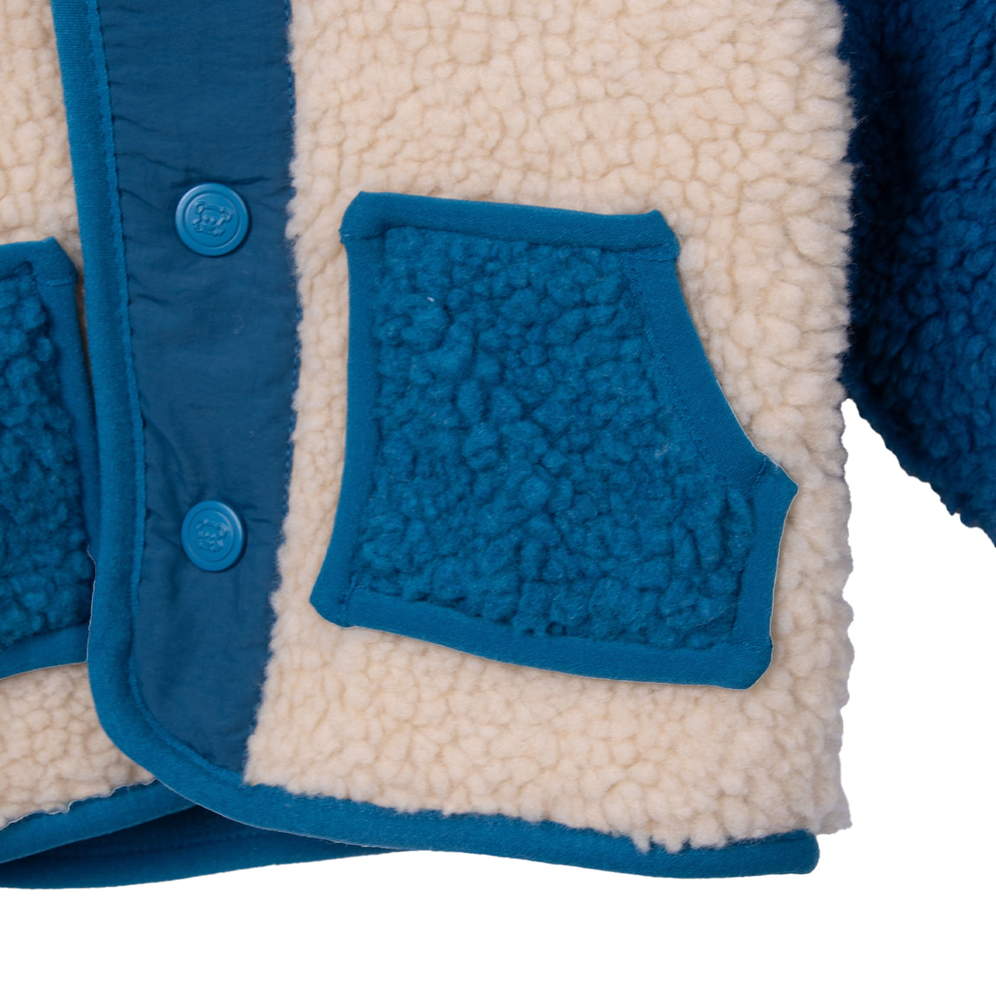 Polerón Bebé Niño Forrado Sherpa y Broches Azul / Crudo