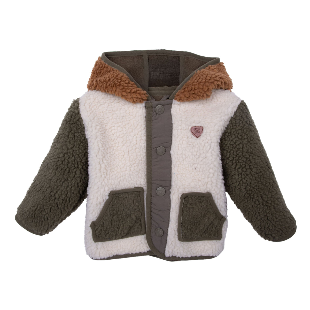 Polerón Bebé Niño Forrado Sherpa y Broches Azul / Crudo