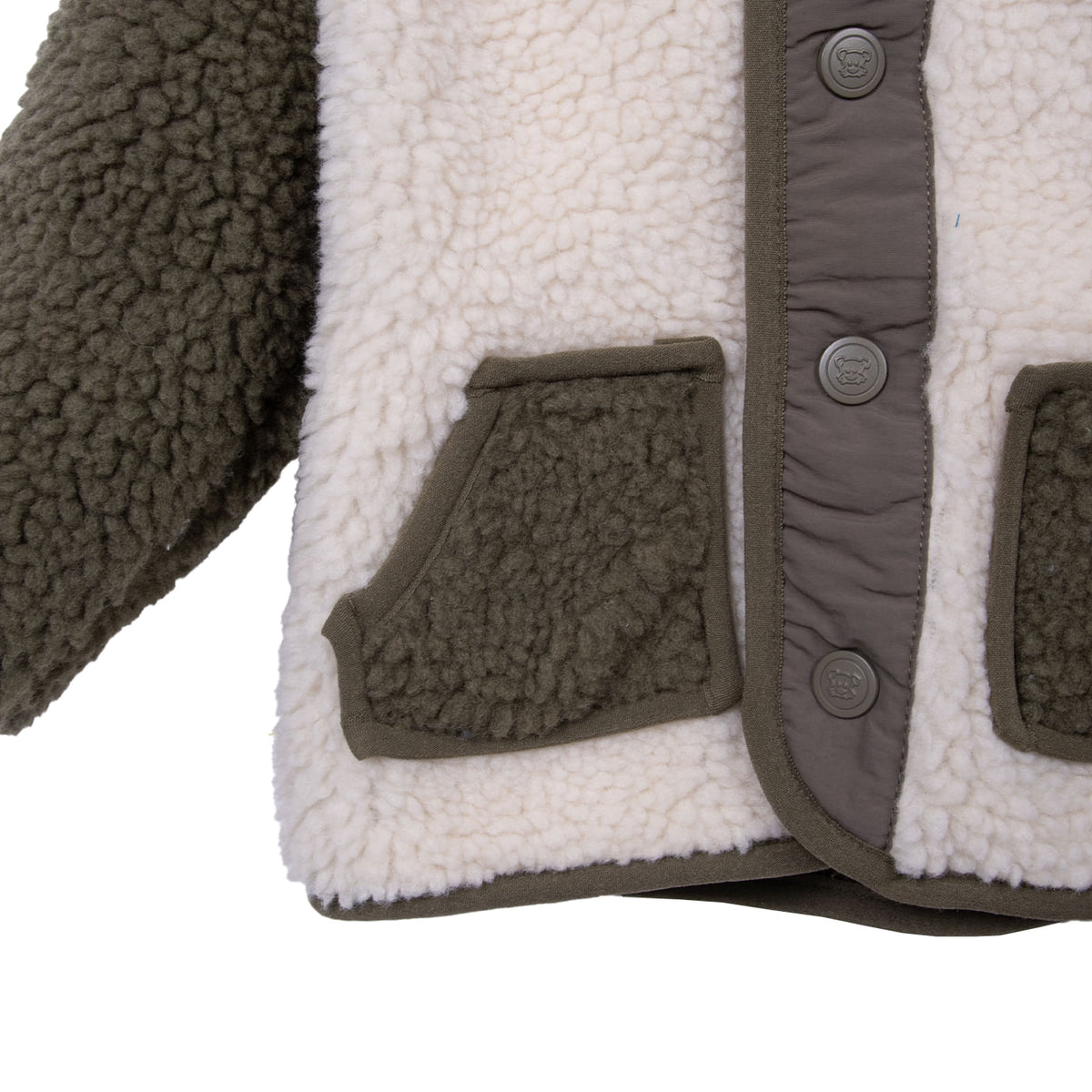 Polerón Bebé Niño Forrado Sherpa y Broches Azul / Crudo