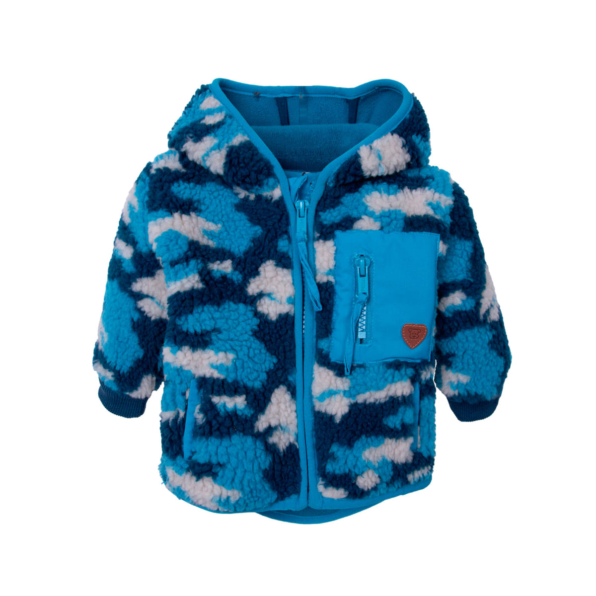 Polerón Bebé Niño Camuflado con Sherpa y Cierre Azul / Celeste
