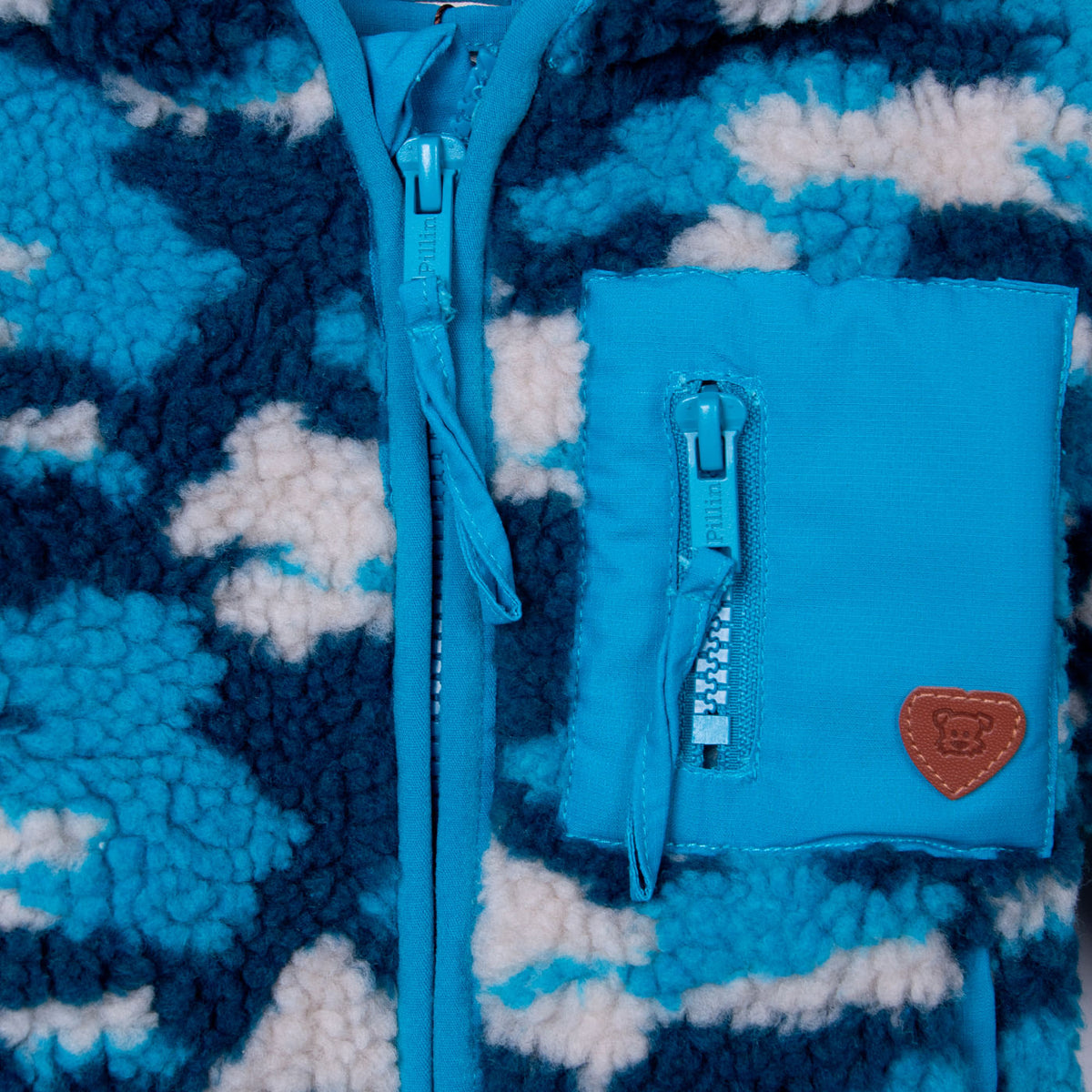 Polerón Bebé Niño Camuflado con Sherpa y Cierre Azul / Celeste