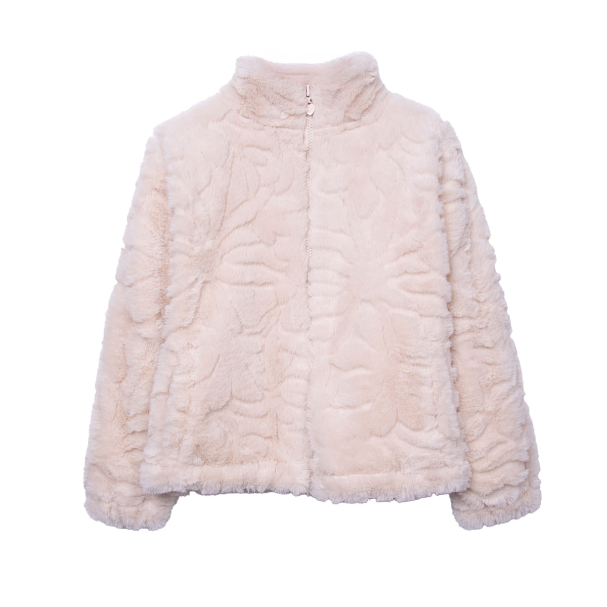 Polerón Peludo Niña Textura Floral Beige / Malva