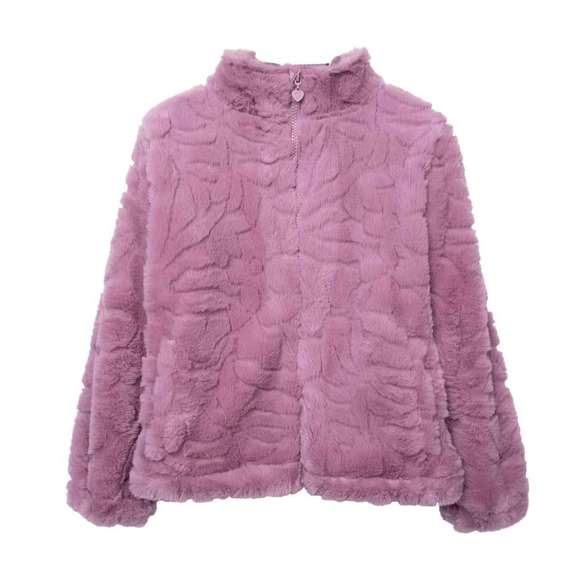 Polerón Peludo Niña Textura Floral Beige / Malva