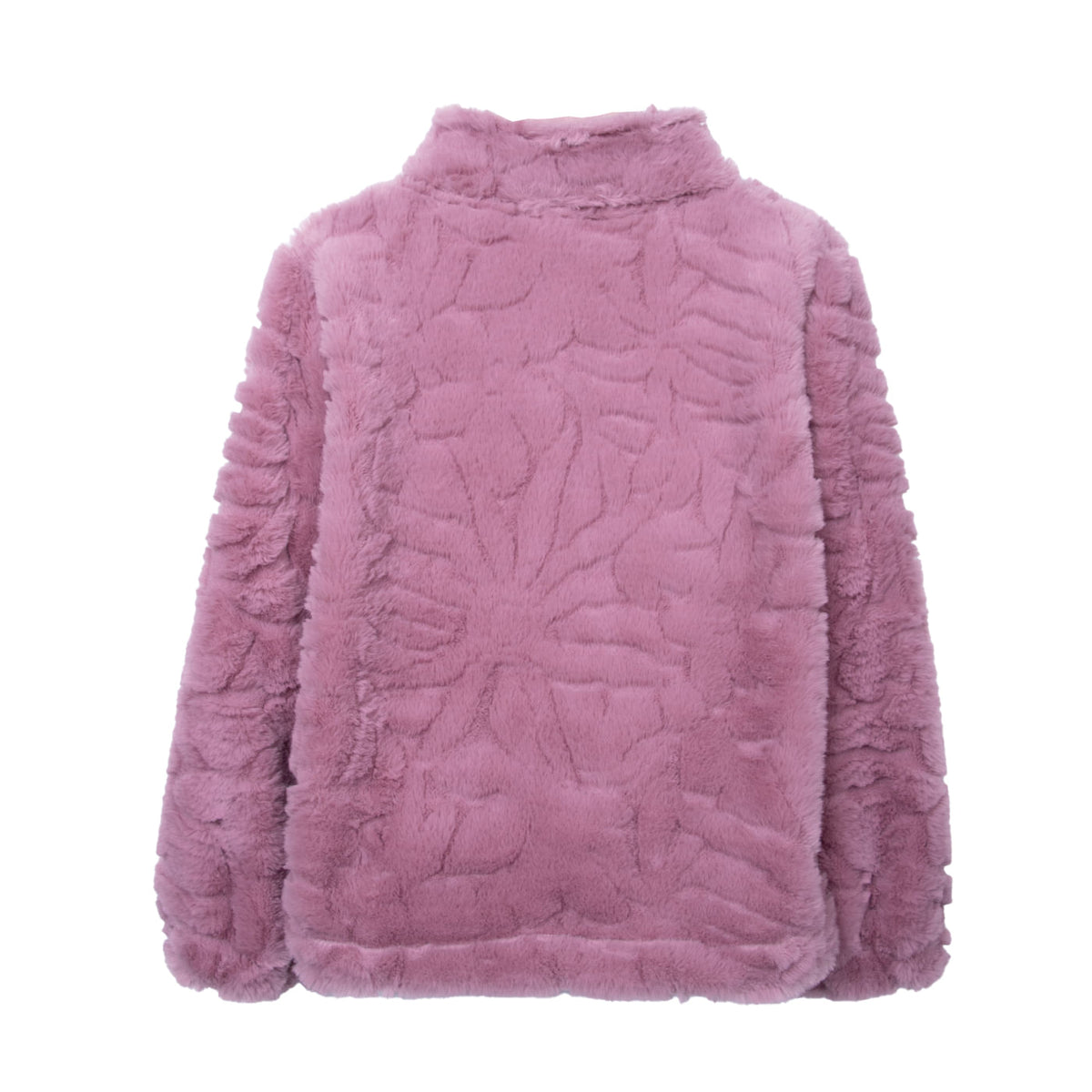 Polerón Peludo Niña Textura Floral Beige / Malva