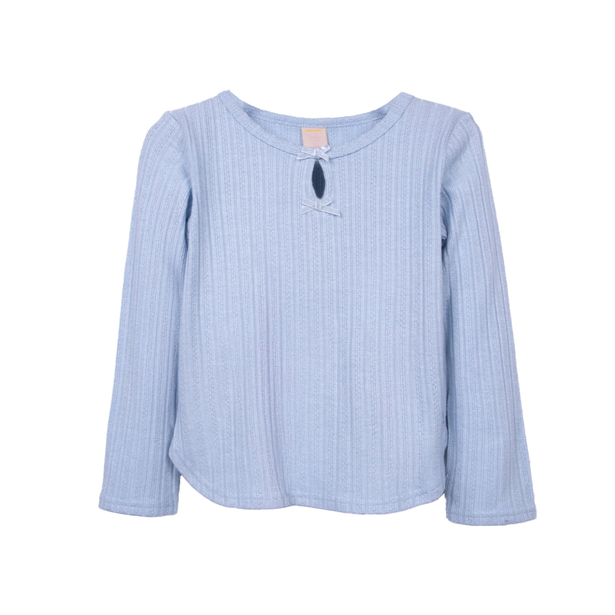 Polera Niña Manga Larga Acanalada Detalle Cintas Crudo / Lavanda / Palo Rosa
