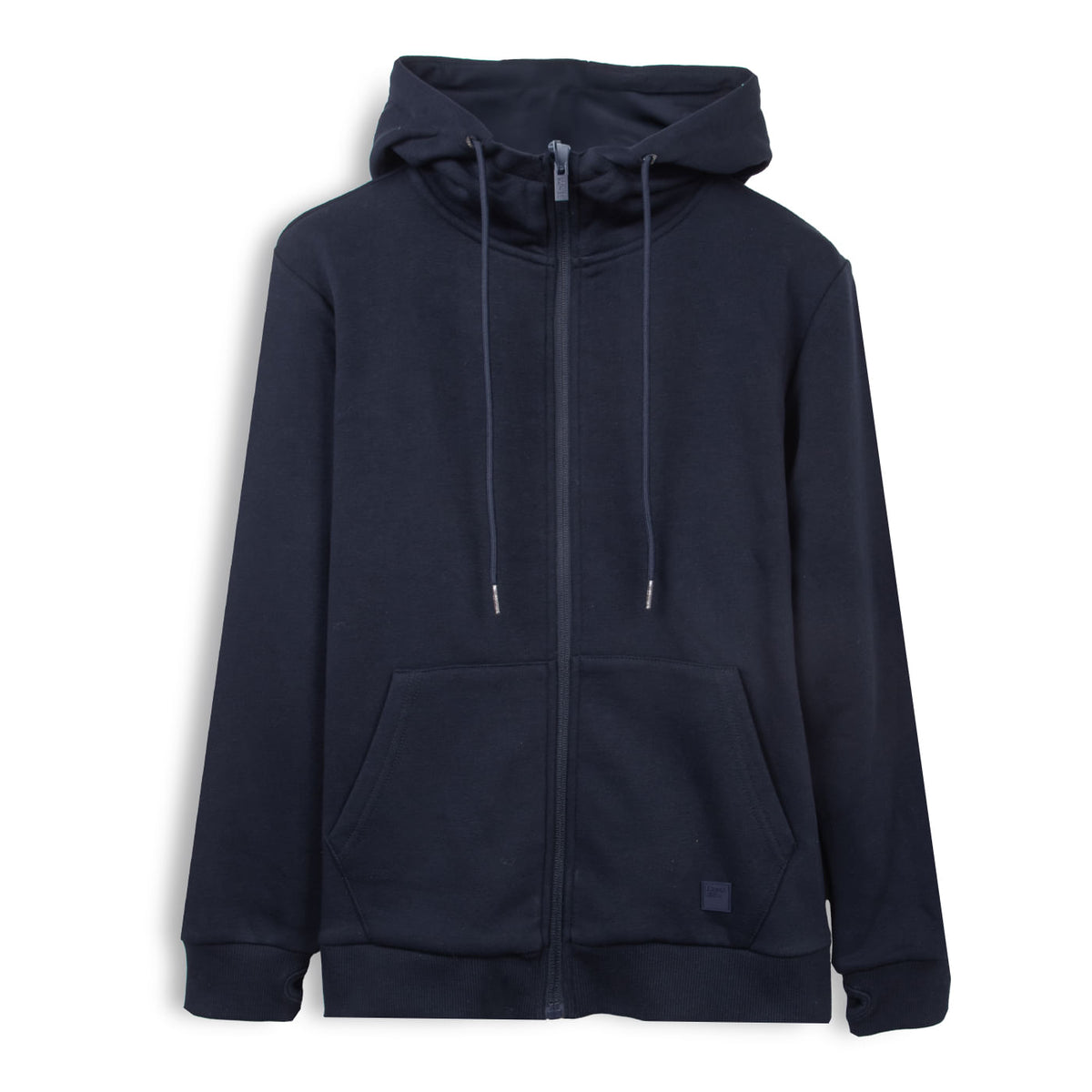 Polerón Unisex Escolar con Gorro y Cierre Azul Marino