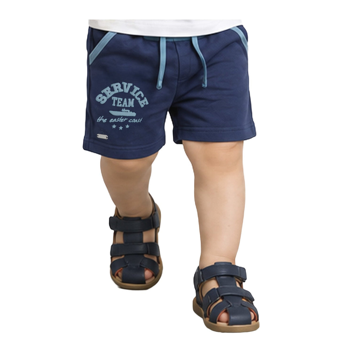 Bermuda Buzo Tela Verano Azul Bebé Niño