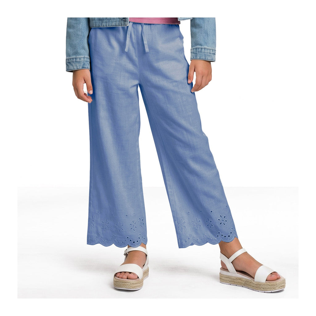 Pantalón Algodón Palazzo Celeste Niña