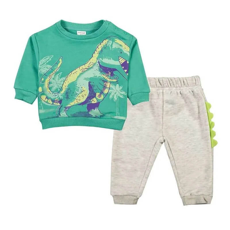 BUZO 2P BEBE DINO VERDE