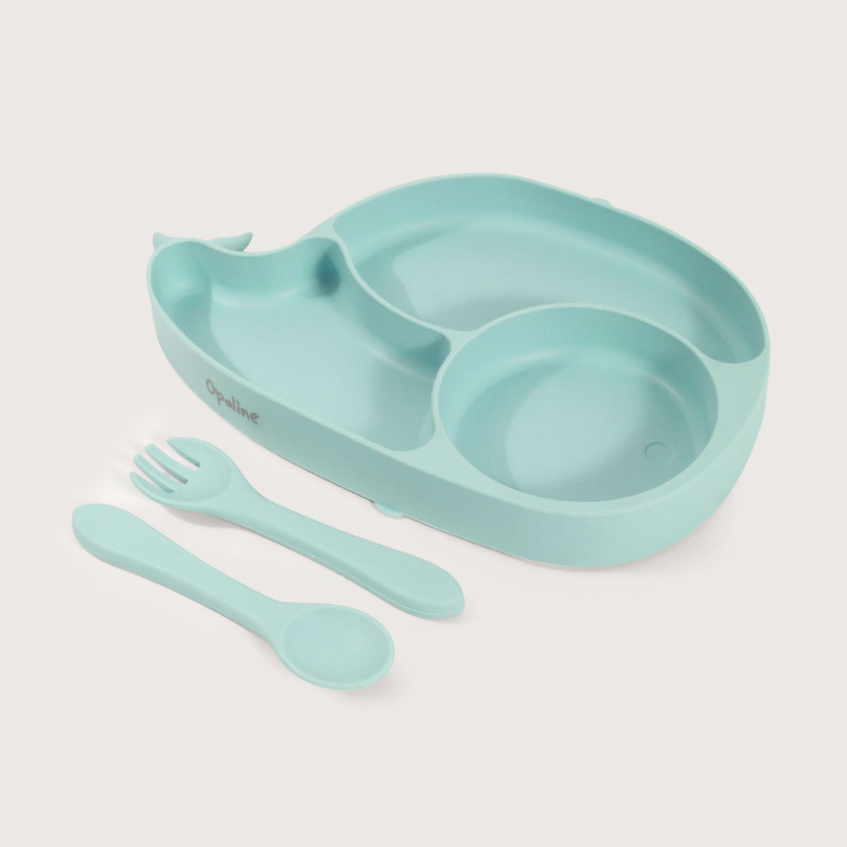 Set Bowl Con Cubiertos Silicona Ballena Celeste