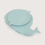 Set Bowl Con Cubiertos Silicona Ballena Celeste