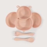 Set Bowl Con Cubiertos Silicona Abeja Rosado