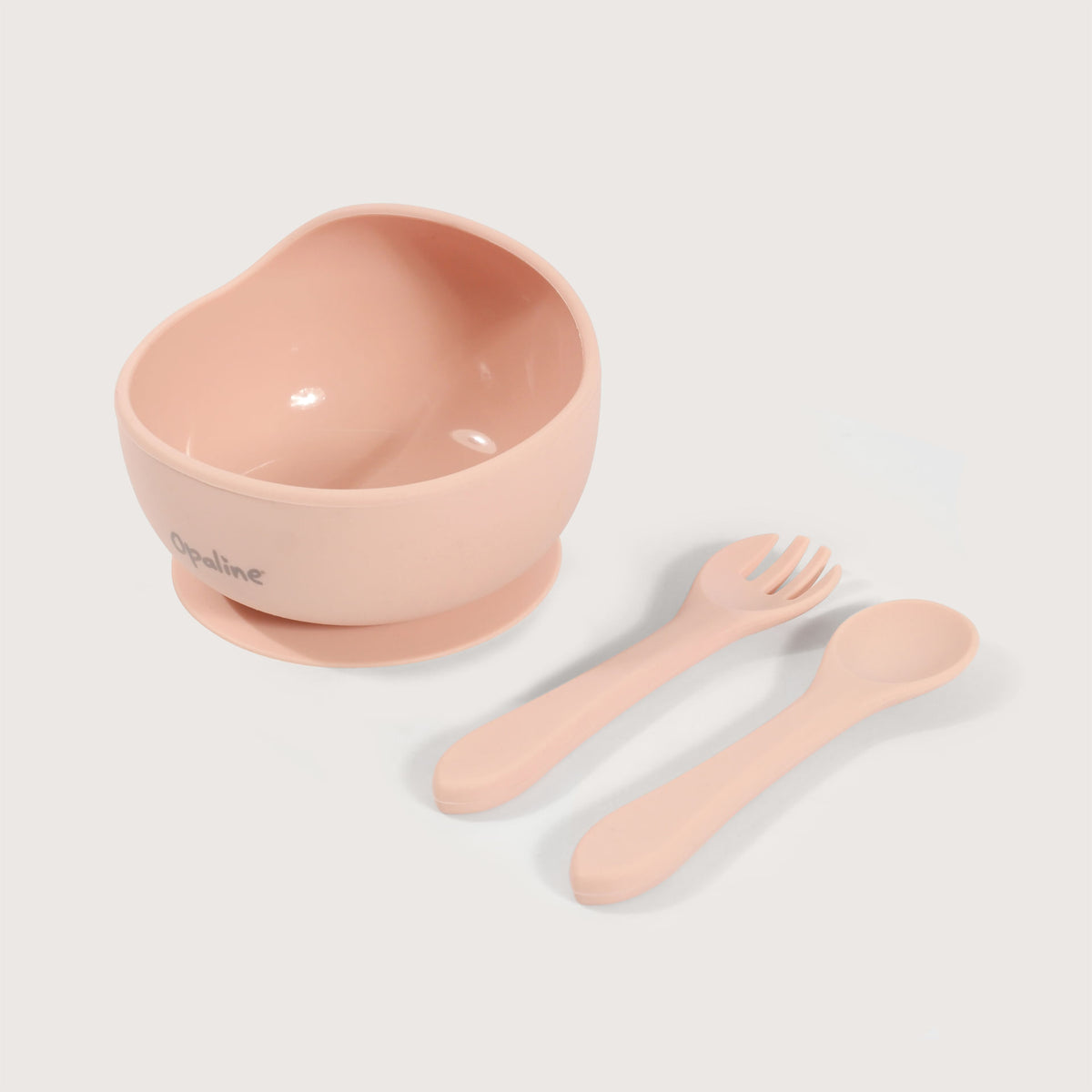 Set Bowl Con Cubiertos Silicona Rosado