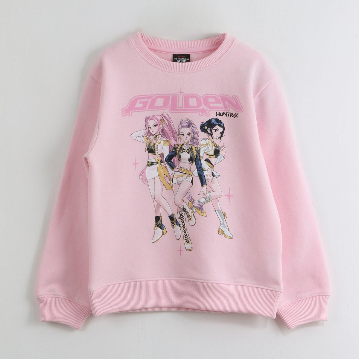 POLERON CERRADO NIÑA GOLDEN ROSADO KPOP DEMON HUNTERS
