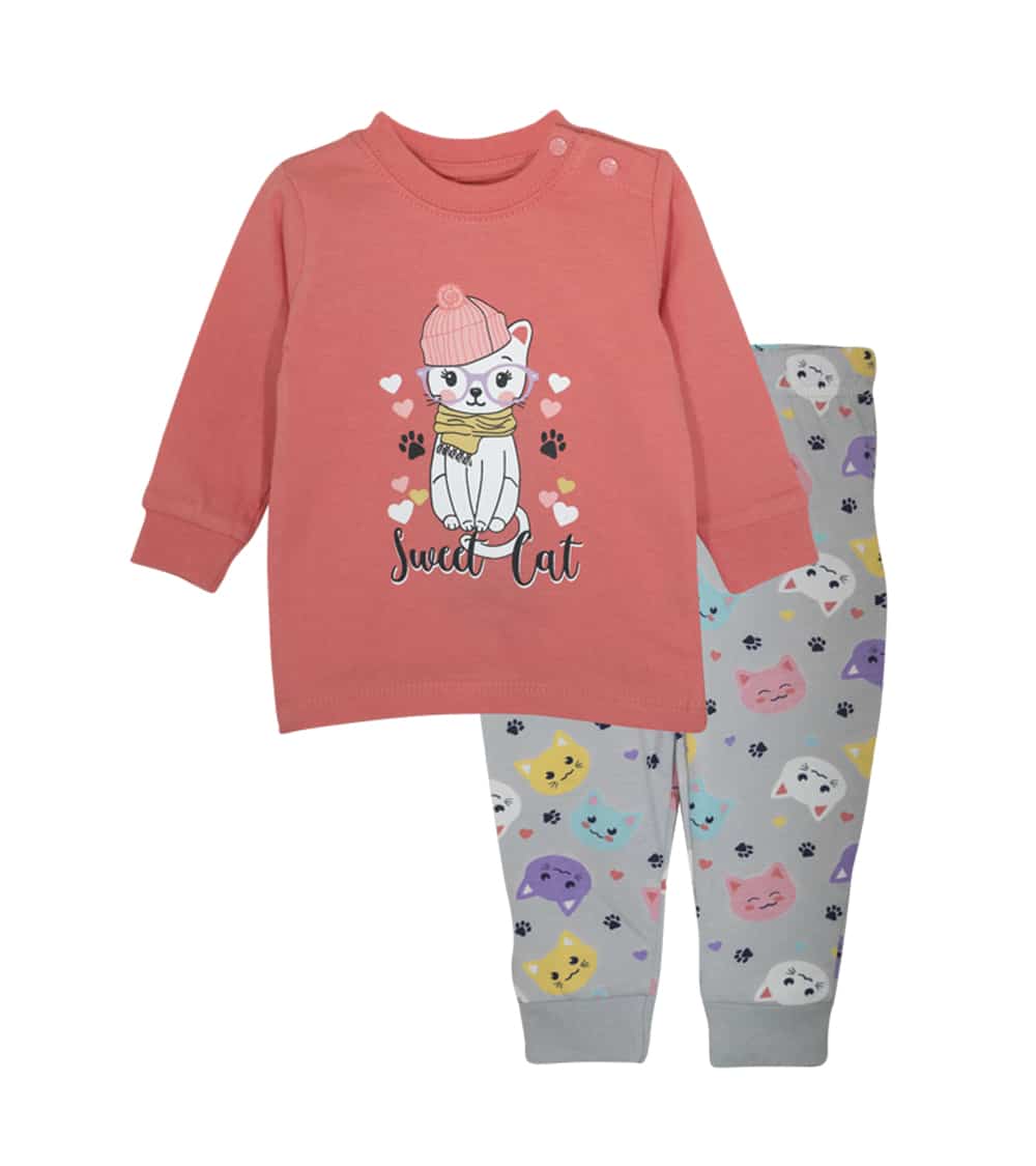 Pijama de Algodón Sweet Cat ROSADO 6-9M