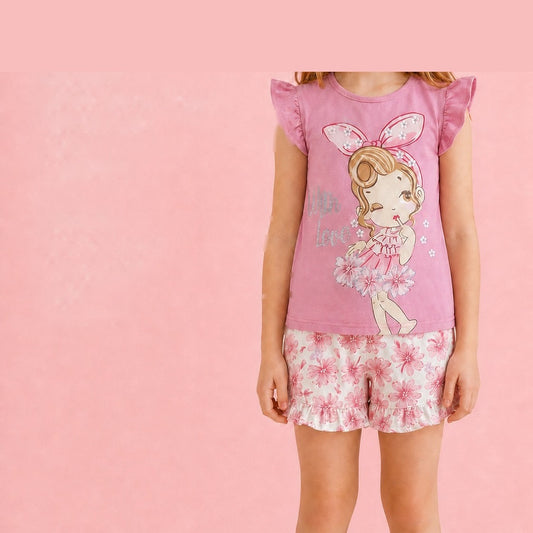 Conjunto 3P S/M Beba Flores con Cintillo