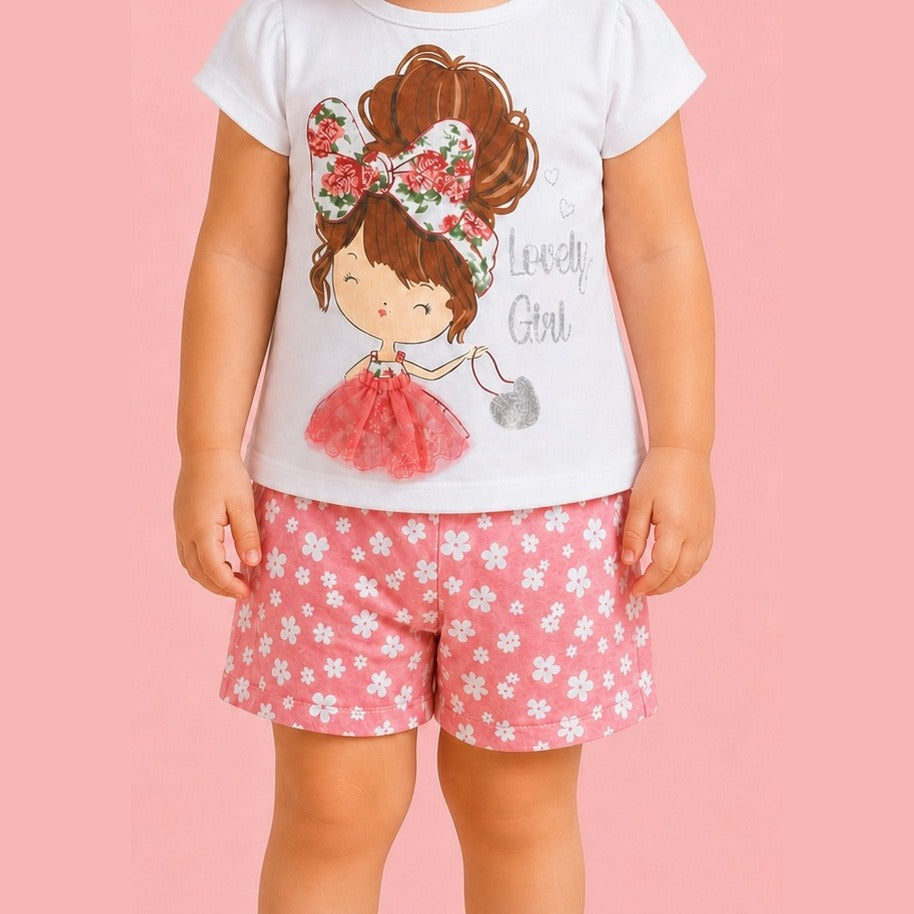 CONJUNTO 3P M/C BEBA LOVELY GIRL CON ENTERITO