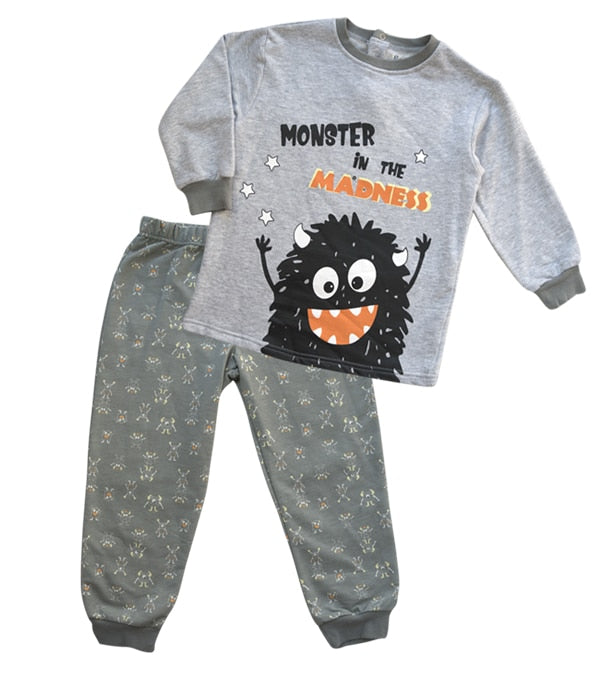 Pijama de Franela Monster GRIS 10A